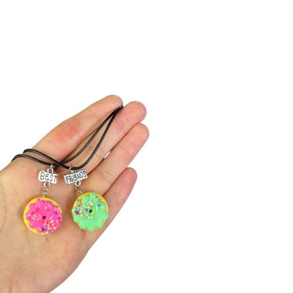 Best Friend Pembe Yeşil Donat İkili Arkadaş Kolye