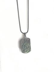 Sol Anahtarlı Paslanmaz Çelik Künye Kolye-Black