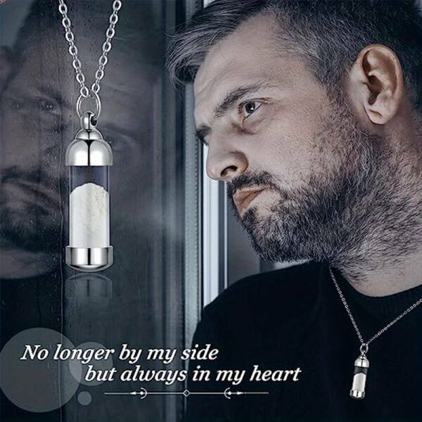 Cam Kapaklı Hatıra Tüp Kolye Paslanmaz Çelik Kül Tutucu Parfüm Saç Hatıra Açılabilir Kapak