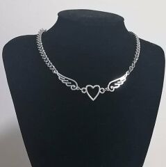 Melek Kanadı Kalp Paslanmaz Çelik Kolye