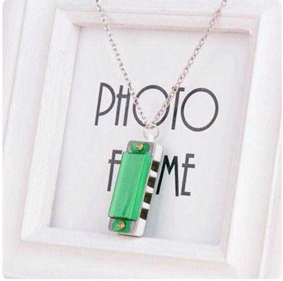 Gerçek Kullanılabilir Mızıka Kolye Yeşil