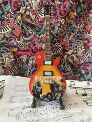 Elektro Gitar El Yapımı Ahşap Minyatür Hediyelik Biblo 25 cm 2 Led Zeppelin Jimmy Page