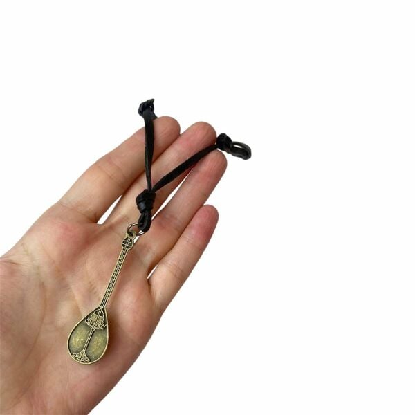 Müzik Temalı Bağlama Saz Deri Kordonlu Kolye
