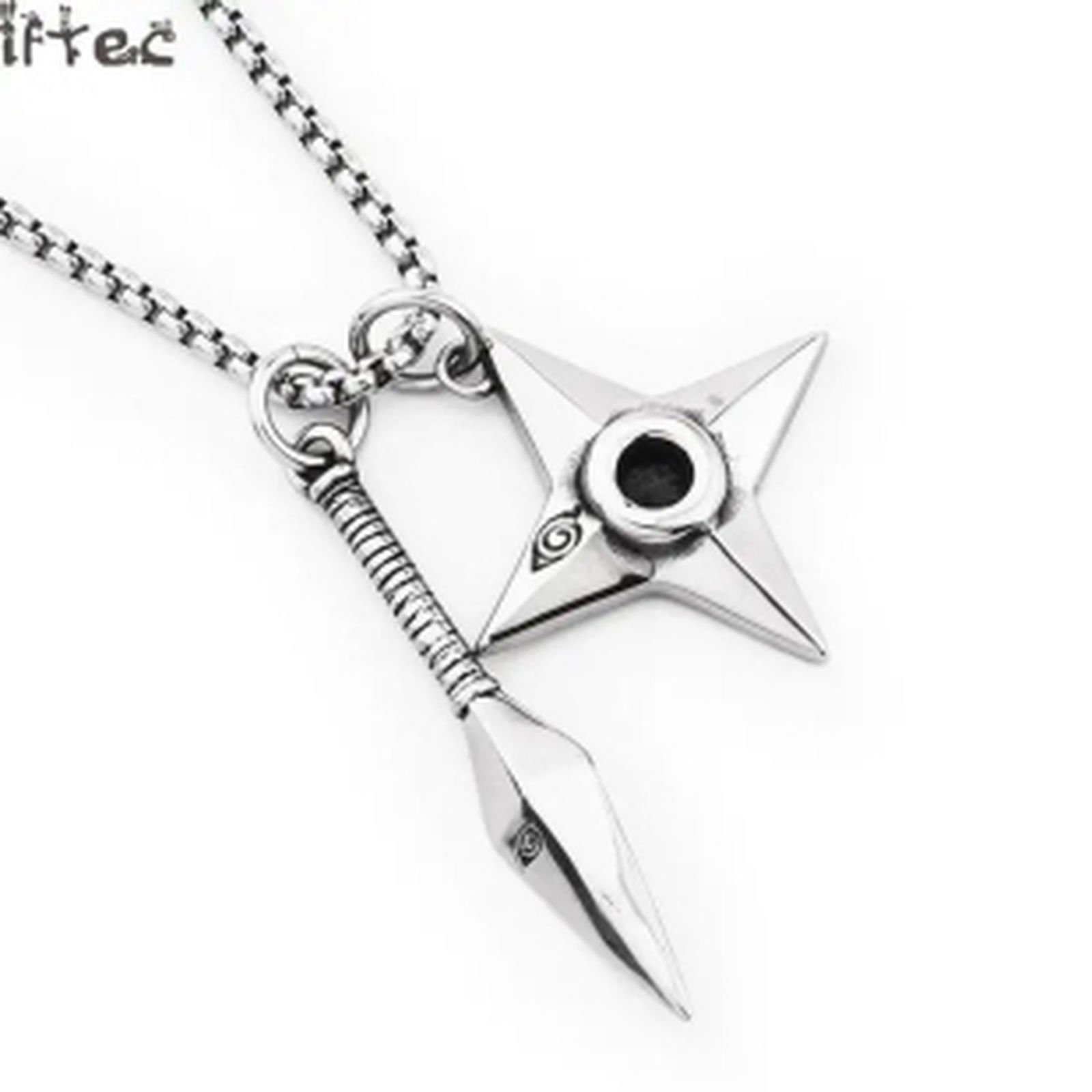 Naruto Kuno ve Shuriken Weopons Paslanmaz Çelik Kolye