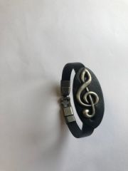 Sol Anahtar Deri Bileklik