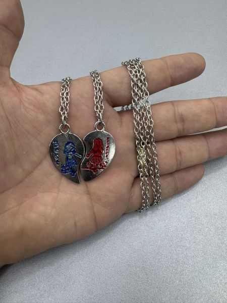 Kalp Best Friends Kız Arkadaşlık Kolyesi İkili Çift Şekil 60 cm Gümüş Kaplama Kolye