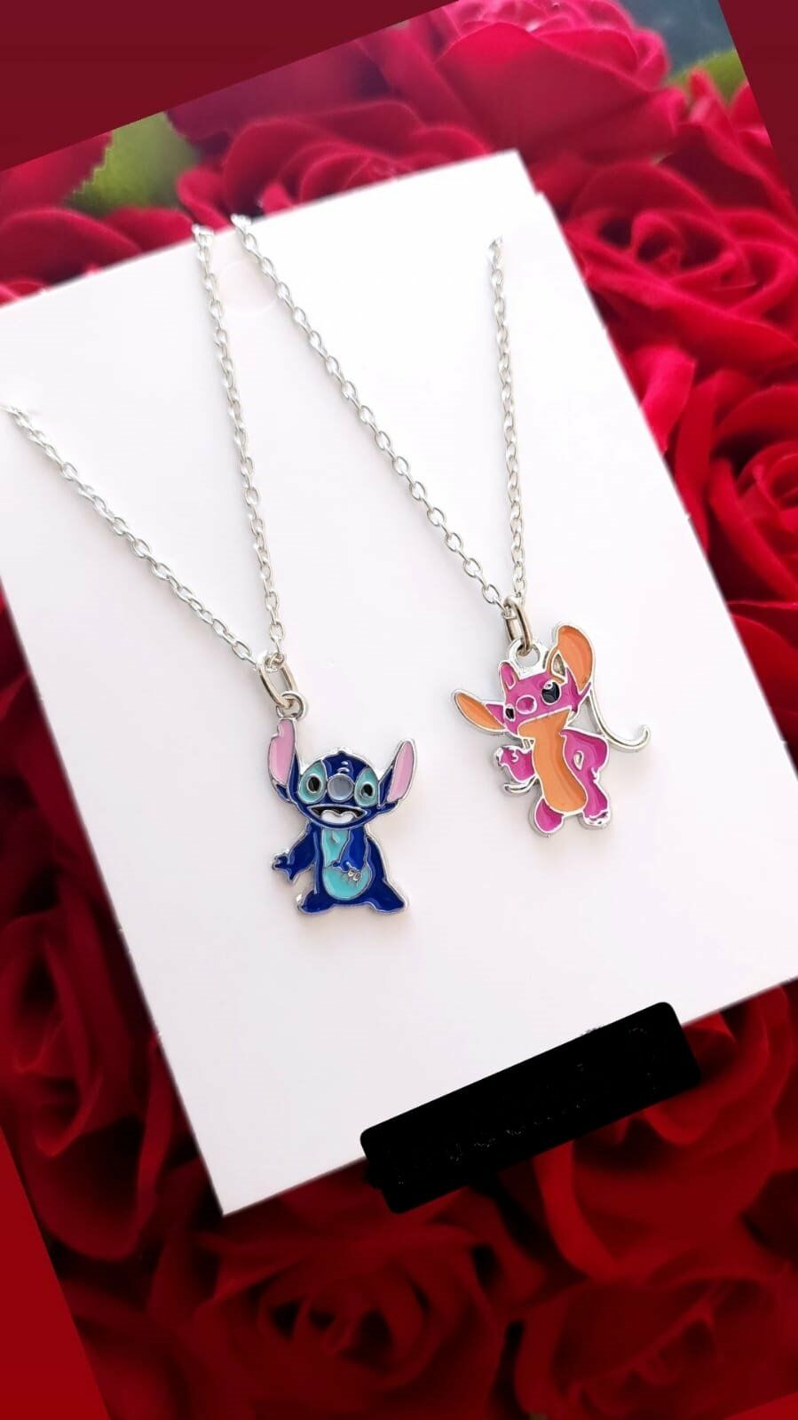 Anime Stitch & Angel Kolye Kadın Erkek İkili Çift 2 adet