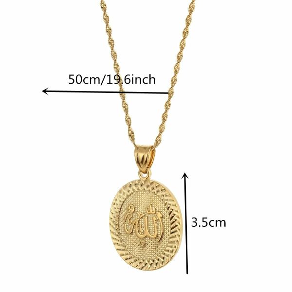 Allah Lafzı Gold Altın Kaplama Oval Kadın Kolye