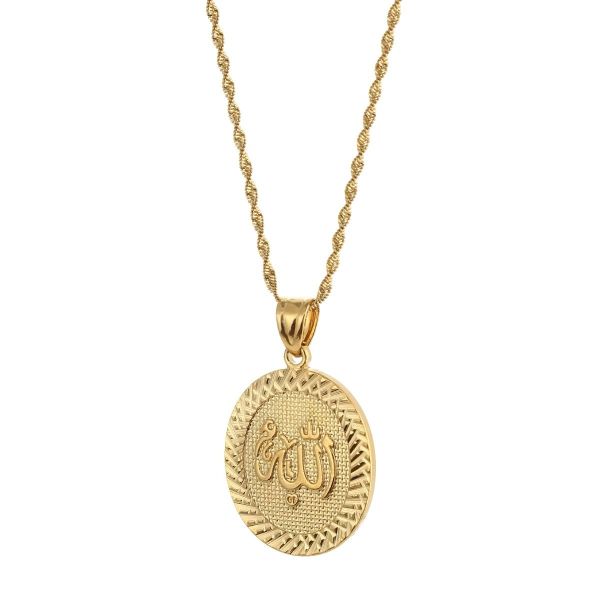 Allah Lafzı Gold Altın Kaplama Oval Kadın Kolye