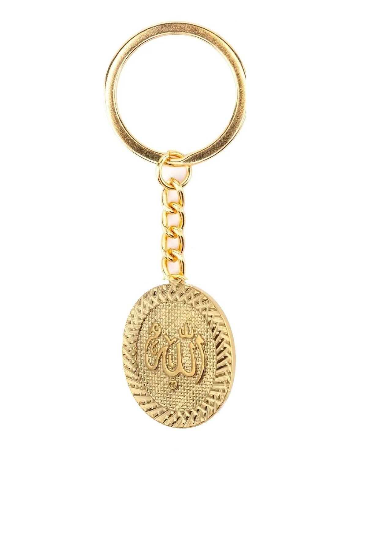 Allah Lafzı Gold Altın Kaplama Oval Kadın Anahtarlık veya Çanta Süsü