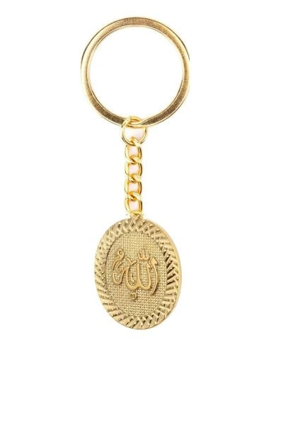 Allah Lafzı Gold Altın Kaplama Oval Kadın Anahtarlık veya Çanta Süsü