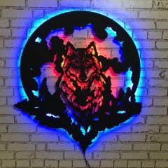 Wolf Dekoratif LED Işıklı Tablo