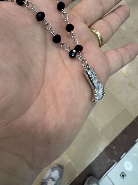 Boncuk Siyah Zincir Üzerine Çizme Gotik Kadın Kolye