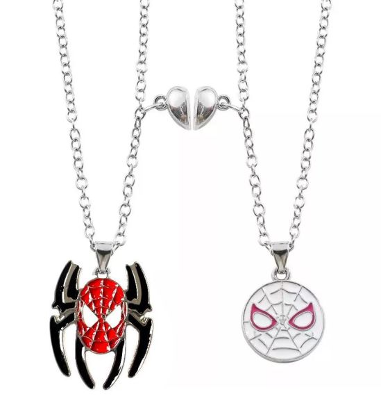 Spiderman & Gwen Relationship Mıknatıslı Kalp Detaylı İkili Sevgili Çift Kolye