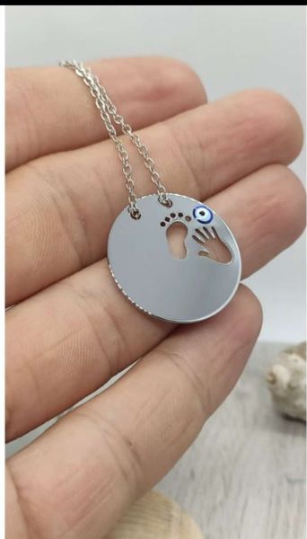 Gümüş Anne Bebek Ayak İzi Bayan Kolye
