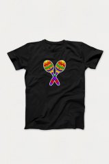 Enstrüman Kalp Siyah Tshirt Unisex L