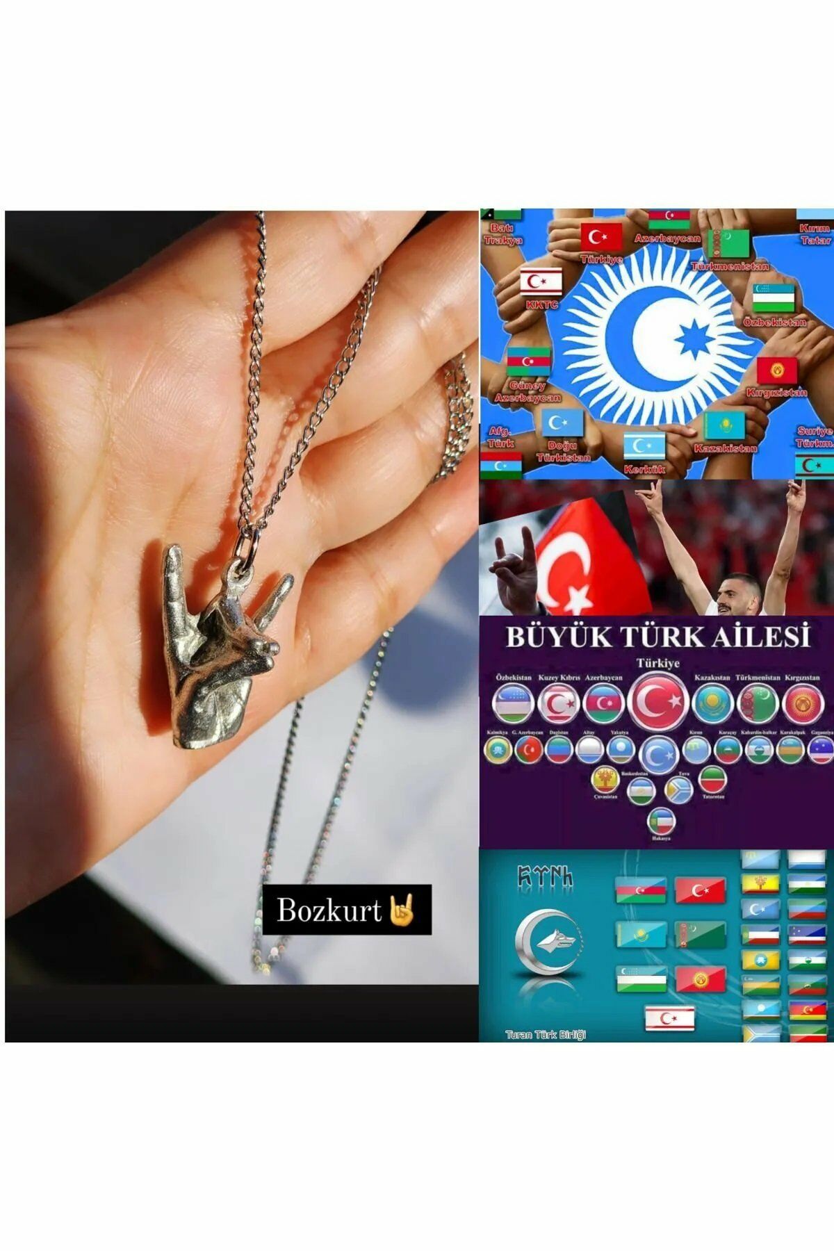 Bozkurt İşaret Kolye Özel Tasarım 3D Üç Boyutlu Kabartma