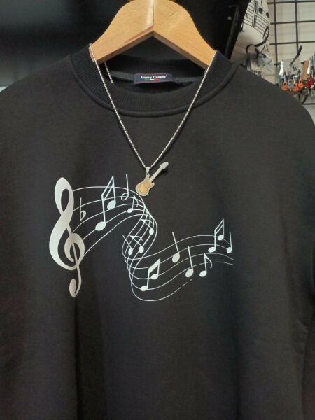 Elektro Gitar İki Katmanlı Gümüş Gold Renk 316L Paslanmaz Çelik Figür Kolye