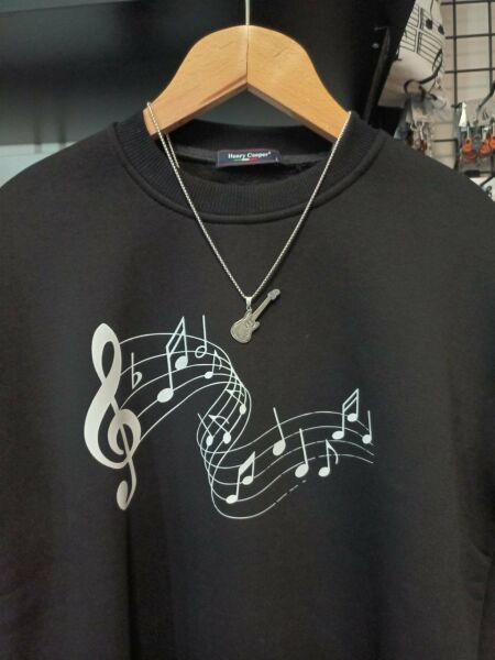 Elektro Gitar İki Katmanlı Gümüş Renk 316L Paslanmaz Çelik Figür Kolye