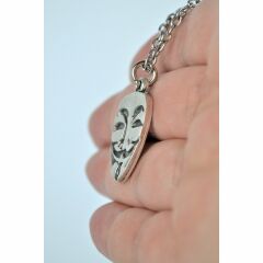 V For Vendetta Gümüş Kaplama 60 cm Zincir Kolye