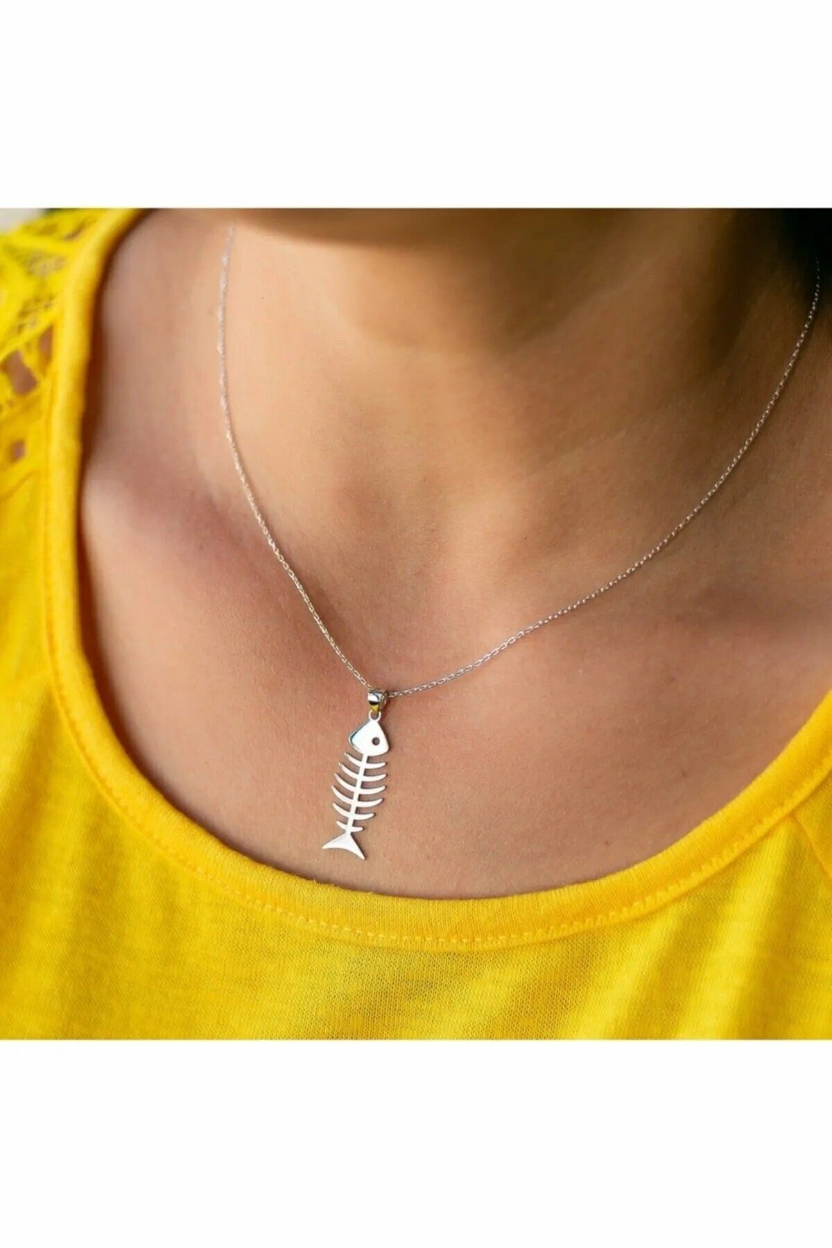 Balık Kılçığı Model Kolye Kolye