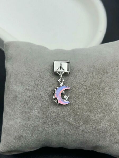 İtalyan Charm Çelik Özel Seri Sallantılı Model Ay Taşlı