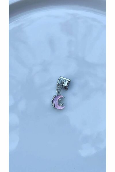 İtalyan Charm Çelik Özel Seri Sallantılı Model Ay Taşlı