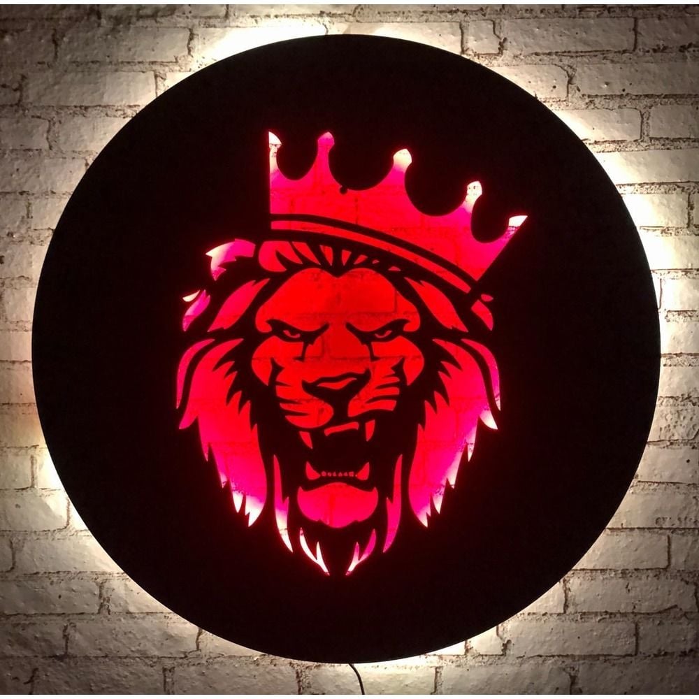Aslan Dekoratif LED Işıklı Tablo