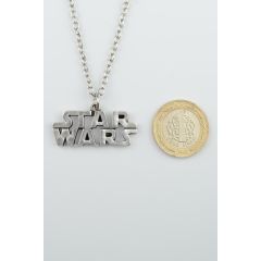 Star Wars Yazılı Erkek Kadın Kolye Antik Gümüş Kaplama - 60 cm Düz Zincir