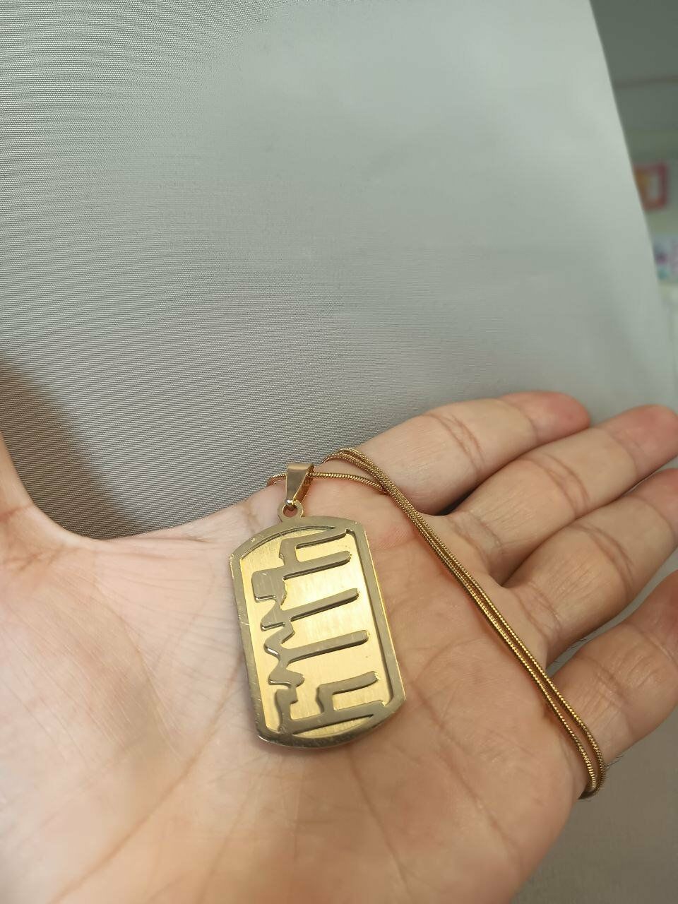 Göktürkçe Türk Yazısı Ayna Gold Renk 316L Paslanmaz Çelik Figür Kolye