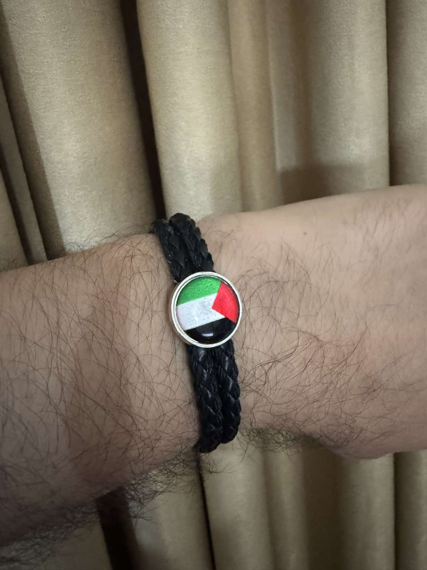 Filistin Haritası Deri Bileklik Siyah
