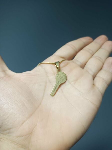 Şarkıcı Mikrofon Müzik Ses Gold Renk 316L Paslanmaz Çelik Figür Kolye