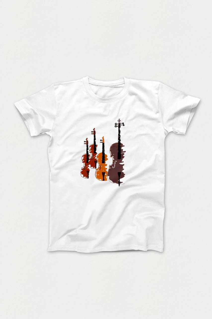 Keman Beyaz Tshirt Unisex
