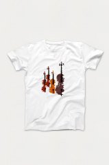Keman Beyaz Tshirt Unisex