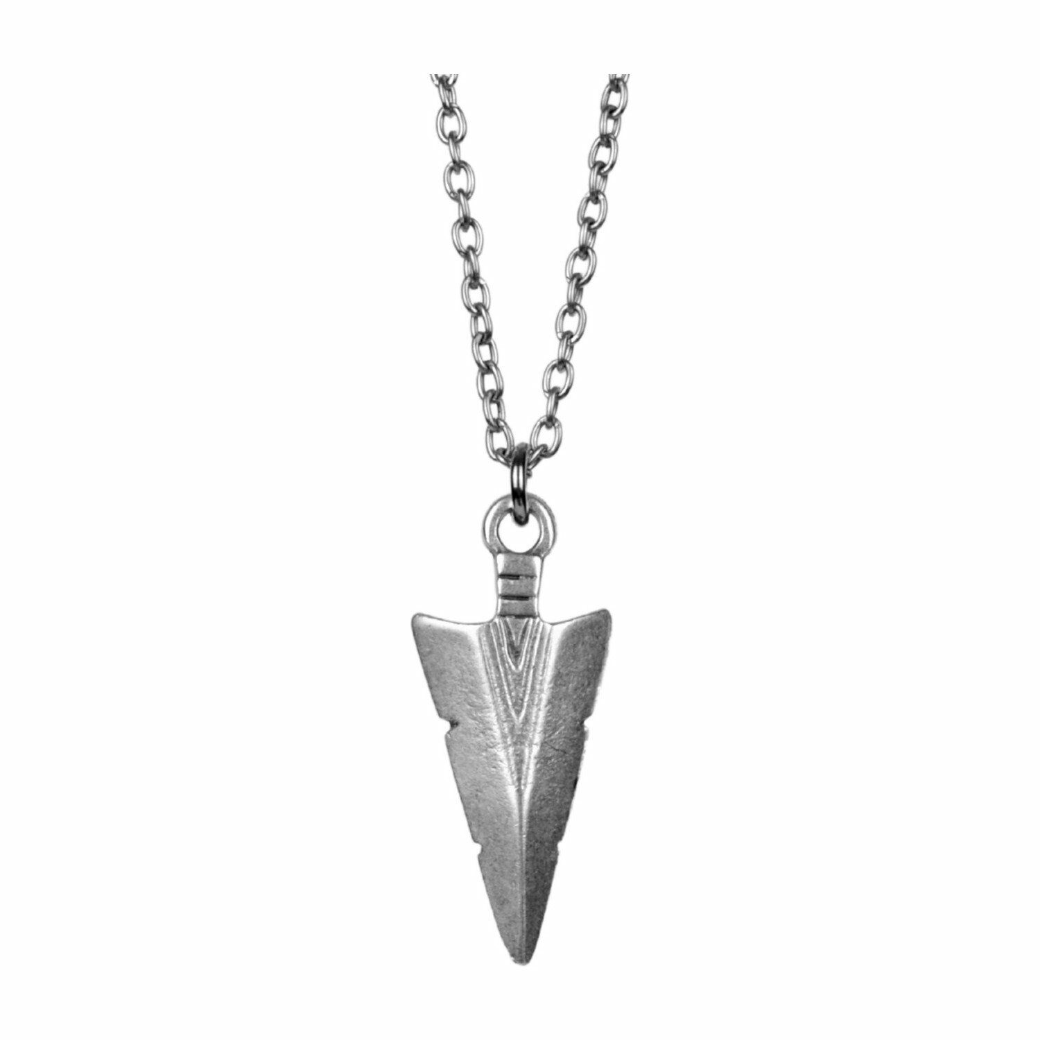 Ok Ucu Eskitme Antik Gümüş Kaplama Erkek Kadın Kolye