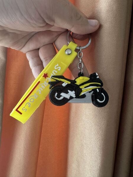 Kawasaki Sarı Motor Motosiklet Figürlü 3D Anahtarlık