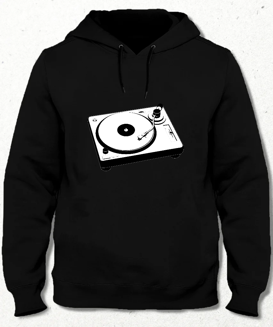 Plak Dj  Kapüşonlu Sweatshirt Hoodie Siyah