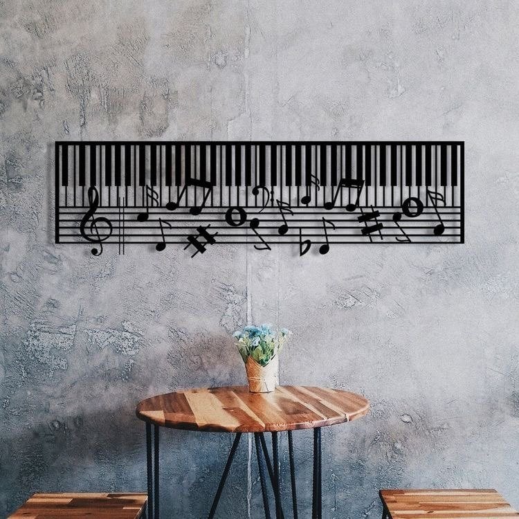 Piyano Nota Duvar Dekoru Işıklı 50x100cm