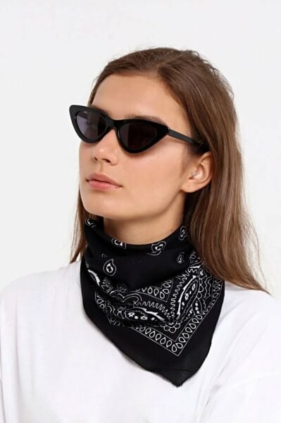 Etnik Desen Fular %100 Pamuklu Unisex Siyah