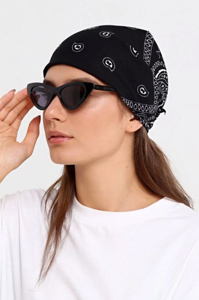 Etnik Desen Fular %100 Pamuklu Unisex Siyah