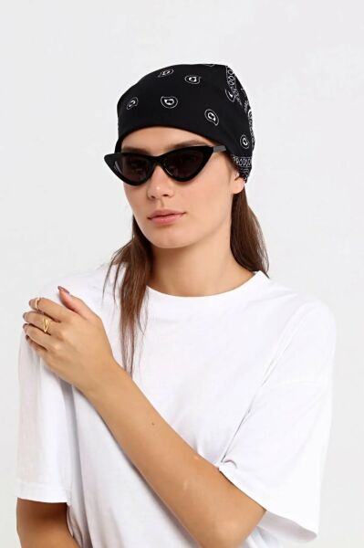Etnik Desen Fular %100 Pamuklu Unisex Siyah