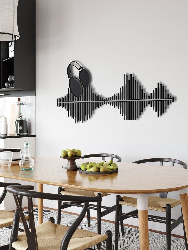 Dj Kulaklık Nota Duvar Dekoru Işıklı 50x100cm