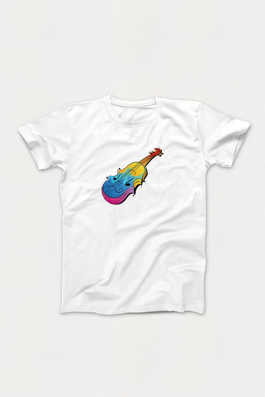 Keman Beyaz Tshirt Unisex L