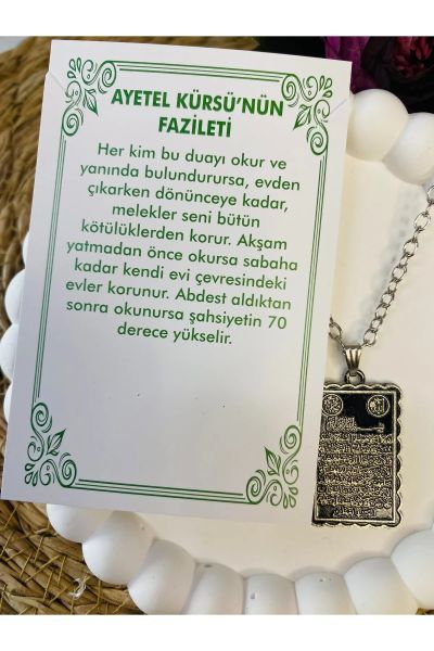AYETEL KURSİ yazılı Kolye Bay Ayetel Kürsi Kadın Erkek