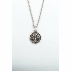 Kanatlı Melek - Peri Erkek Kadın Kolye Antik Gümüş Kaplama - 60 cm Düz Zincir