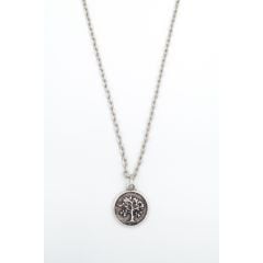 Kanatlı Melek - Peri Erkek Kadın Kolye Antik Gümüş Kaplama - 60 cm Düz Zincir