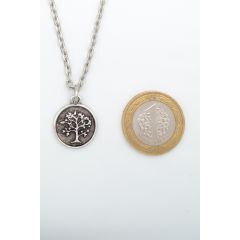 Kanatlı Melek - Peri Erkek Kadın Kolye Antik Gümüş Kaplama - 60 cm Düz Zincir