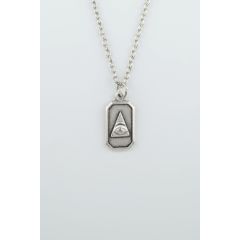 Illuminati Sembol Göz Erkek Kadın Kolye Antik Gümüş Kaplama - 60 cm Düz Zinci