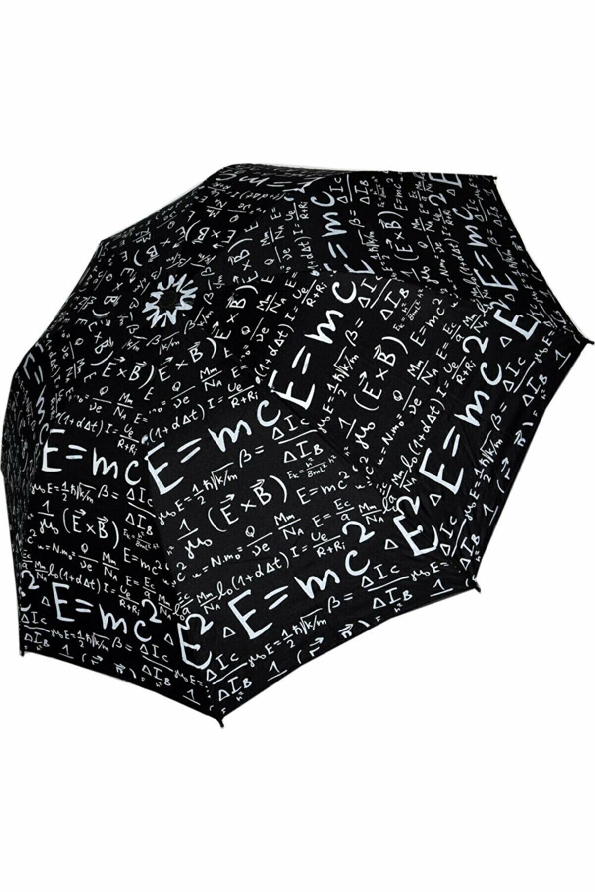 Mc2 Fizik Unisex Desenli Siyah Şemsiye
