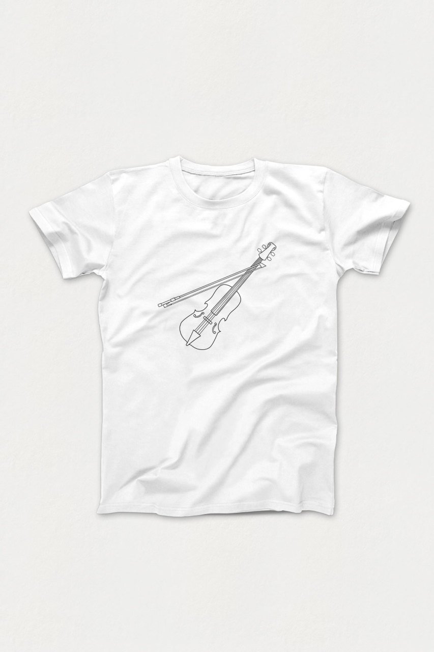 Keman Beyaz Tshirt Unisex